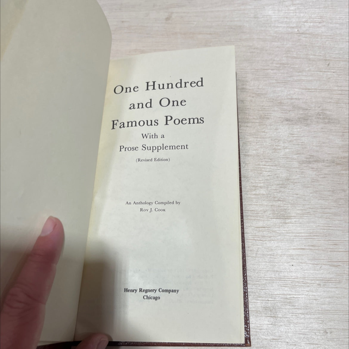 one hundred and one famous poems with a prose supplement book, by roy j. cook, 1958 Leather image 2