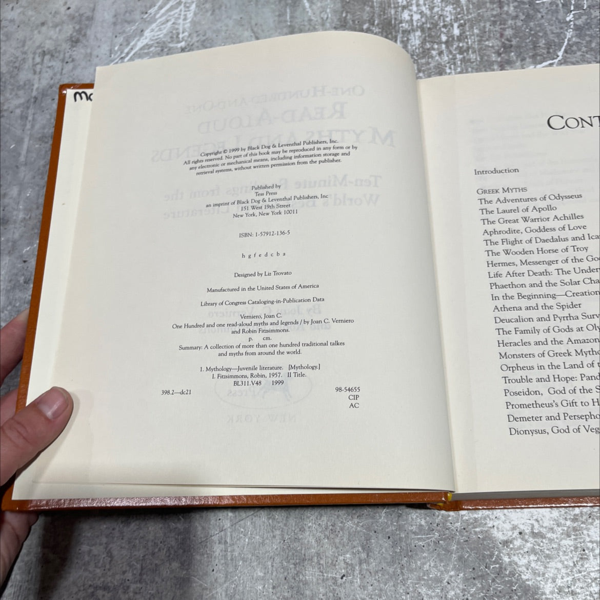 one hundred and one read-aloud myths and legends book, by Joan C. Verniero and Robin Fitzsimmons, 1999 Hardcover image 4