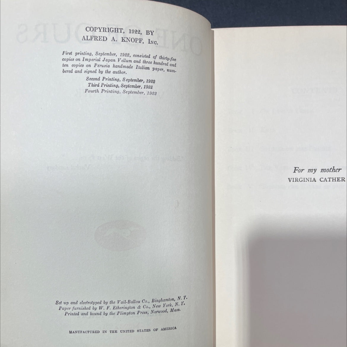 one of ours book, by Willa Cather, 1922 Hardcover, First Edition, Rare, Antique image 3