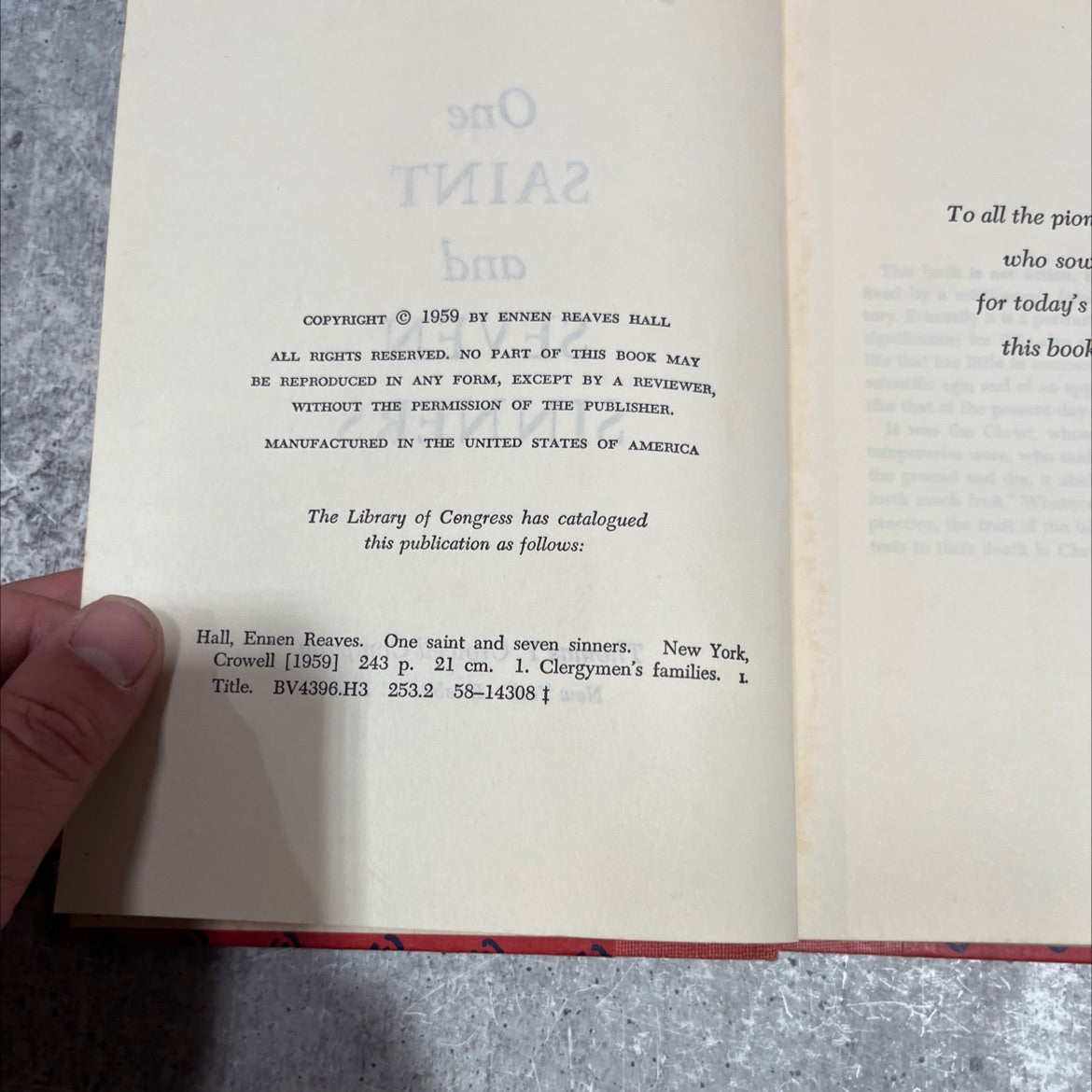 one saint and seven sinners book, by ennen reaves hall, 1959 Hardcover image 3