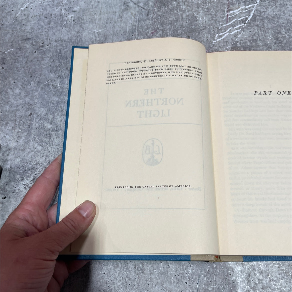 one the northern light book, by A. J. Cronin, 1958 Hardcover image 3