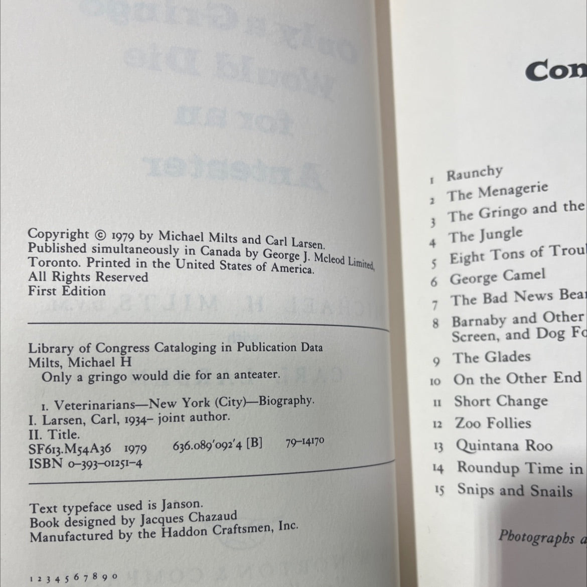 only a gringo would die for an anteater book, by michael h. milts, d.v.m. with carl larsen, 1979 Hardcover image 3