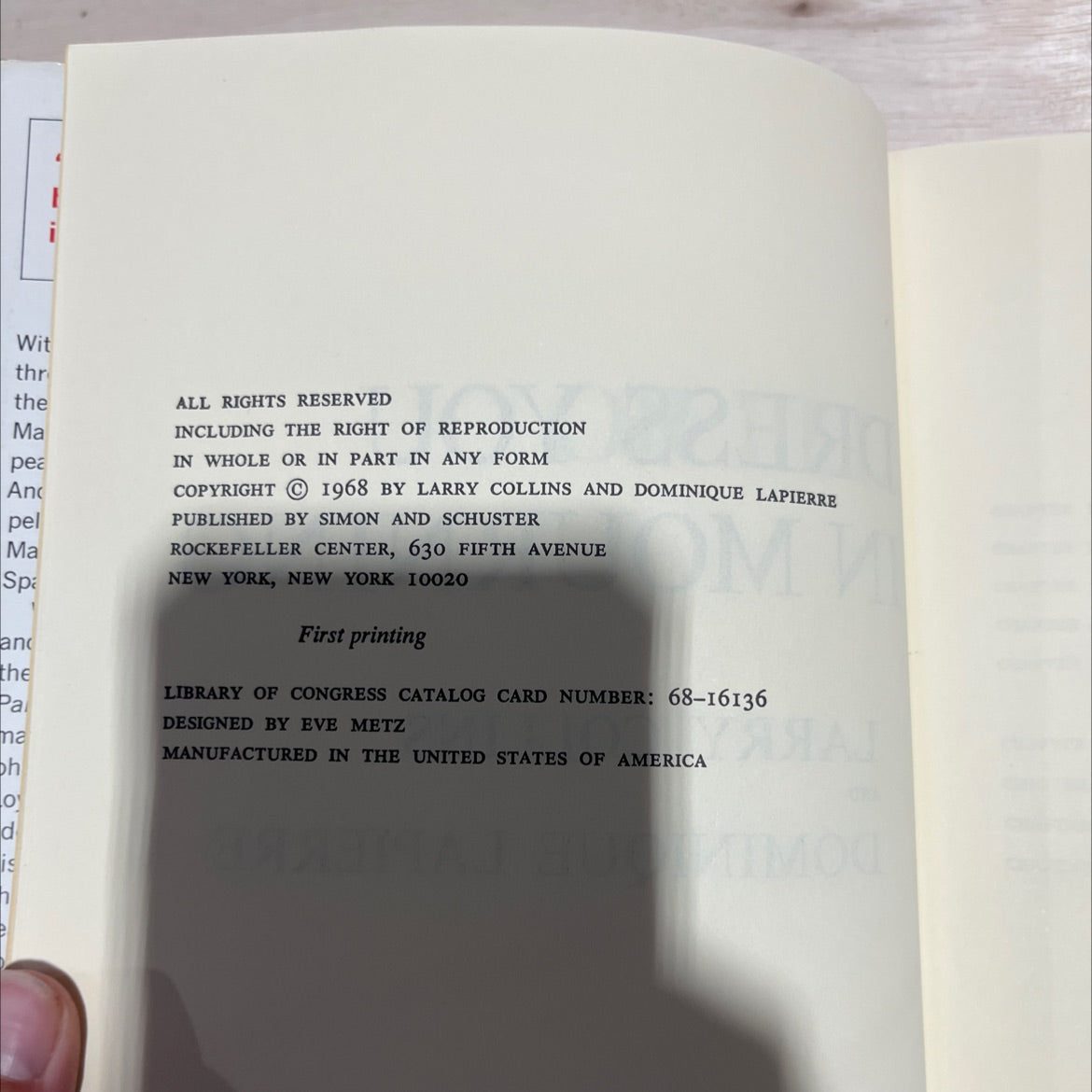 or i'll dress you in mourning book, by larry collins and dominique lapierre, 1968 Hardcover image 3