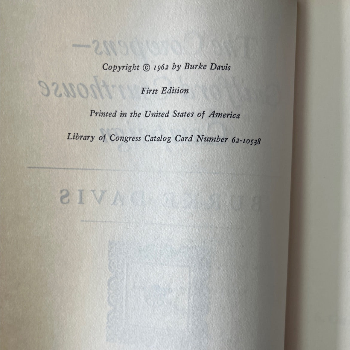 ory or the cowpens-guilford courthouse campaign book, by burke davis, 1962 Hardcover, First Edition, Vintage image 3