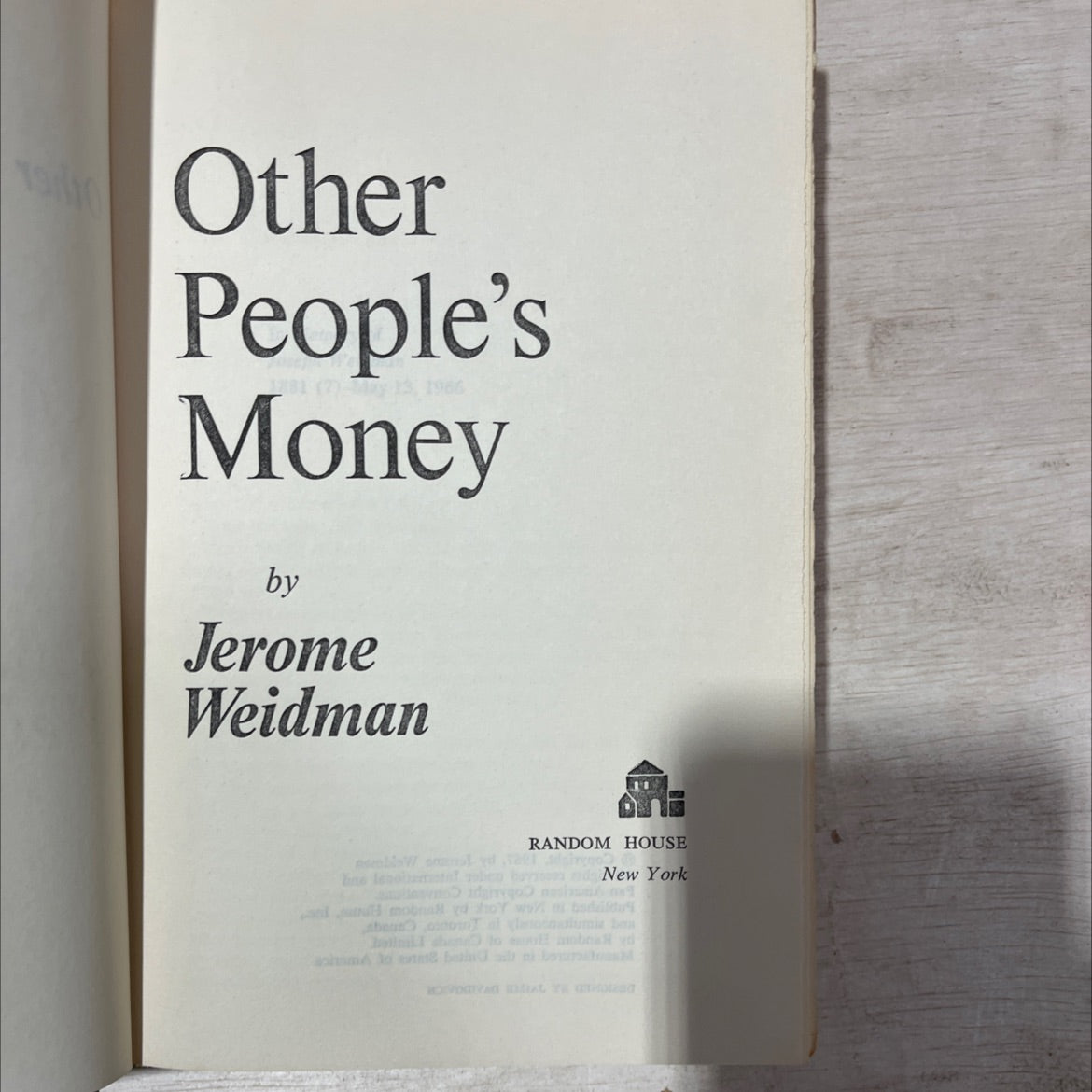 other people's money book, by jerome weidman, 1967 Hardcover, Vintage image 2