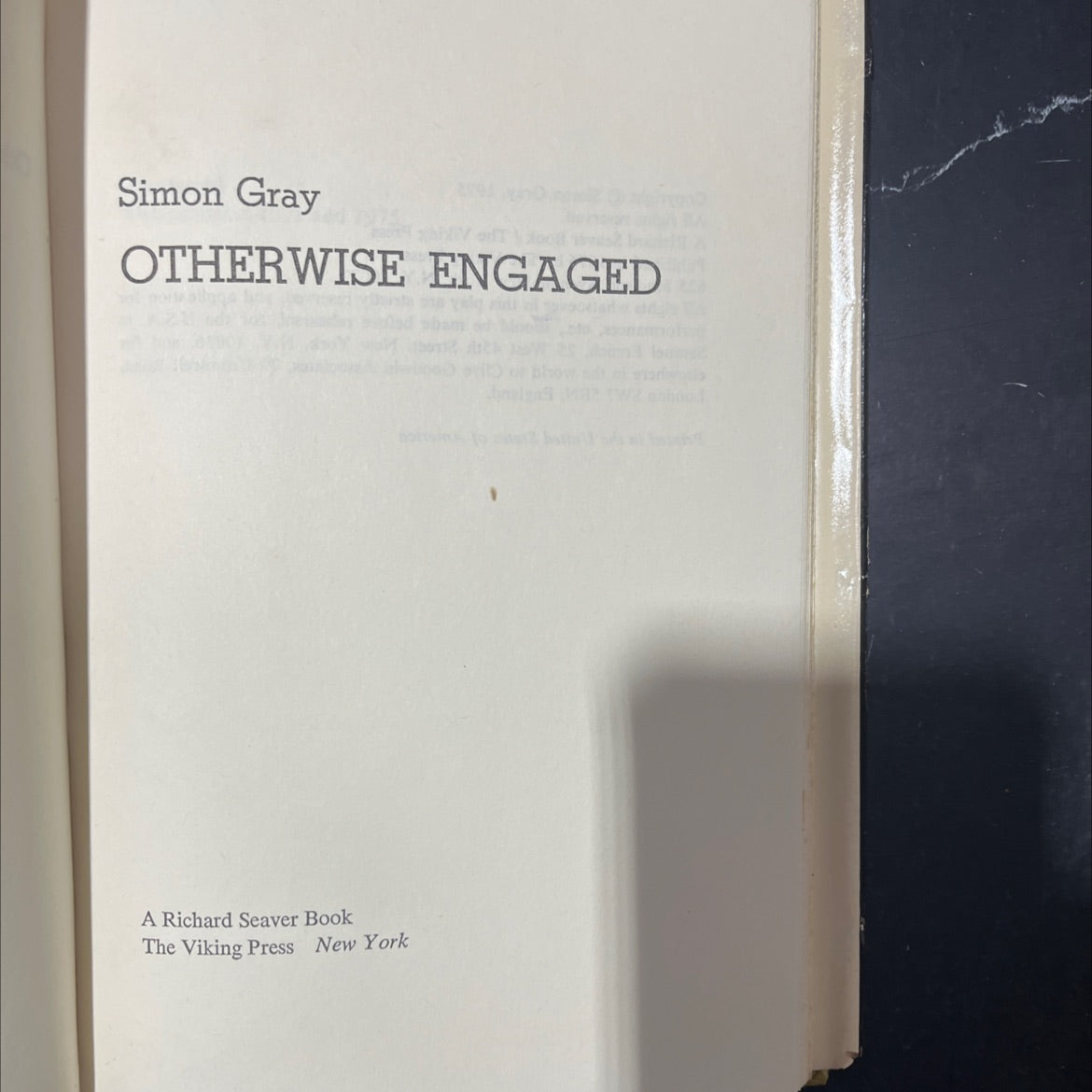 otherwise engaged book, by Simon Gray, 1975 Hardcover image 2
