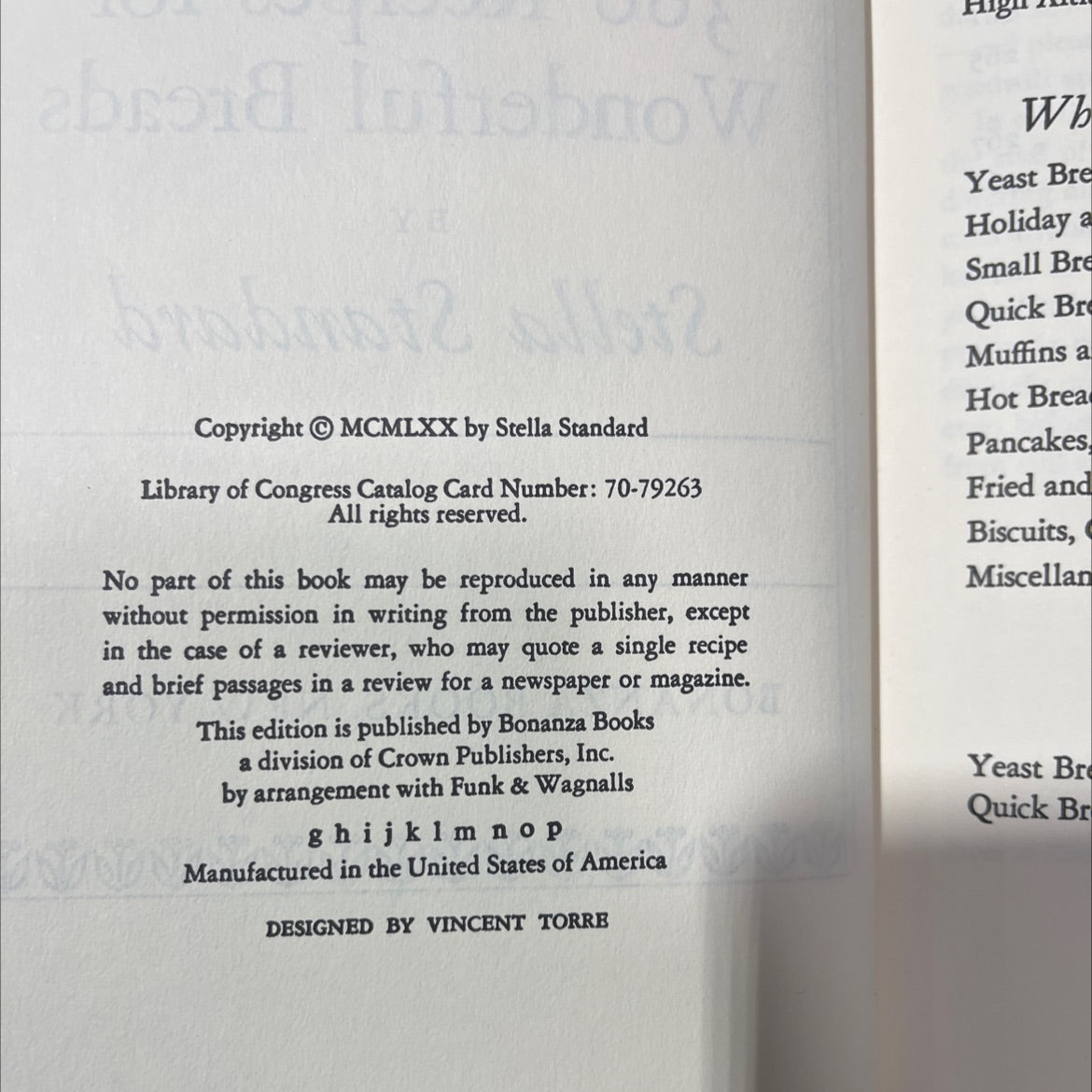 our daily bread 366 recipes for wonderful breads book, by Stella Standard, 1970 Hardcover image 3