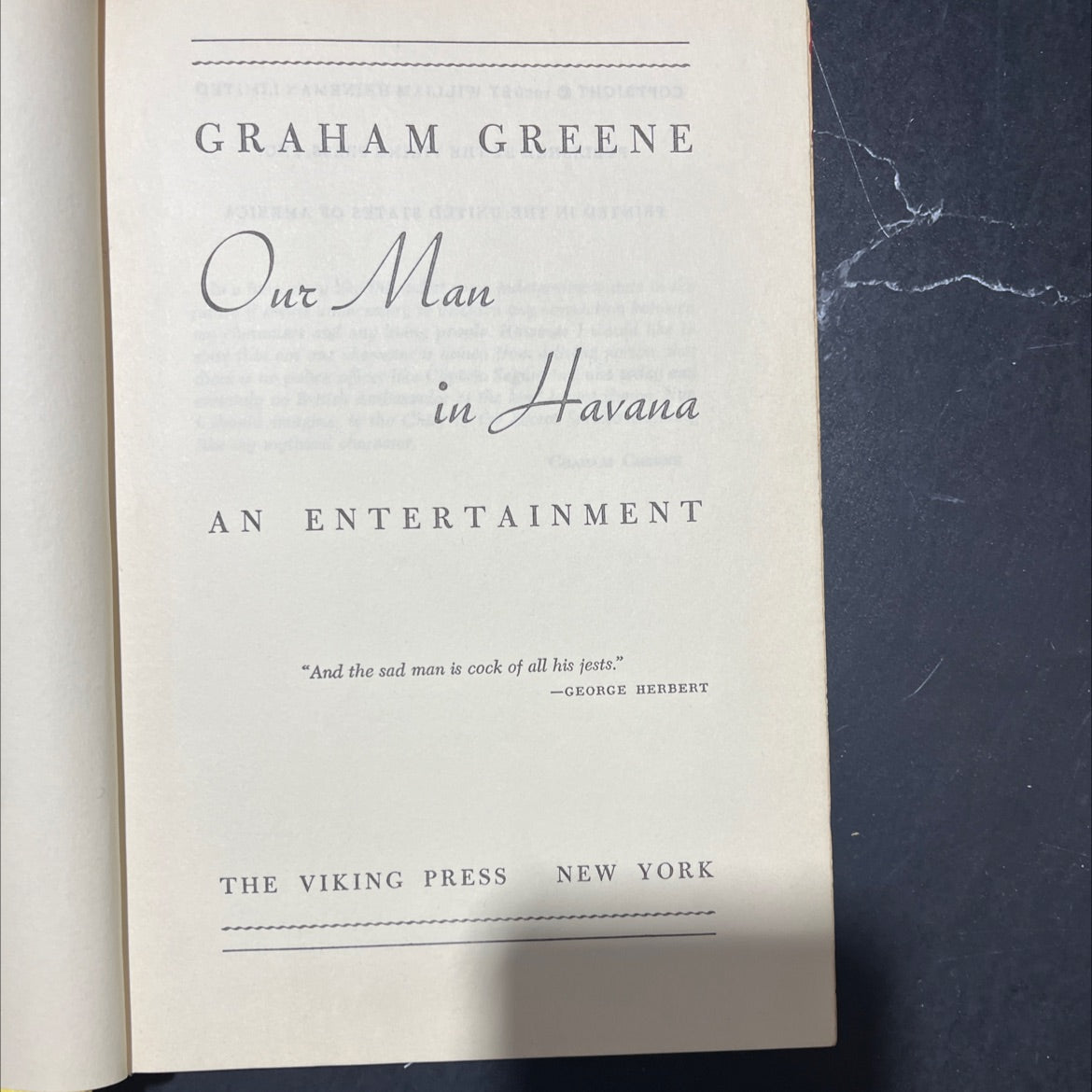 our man in havana book, by graham greene, 1958 Hardcover image 2