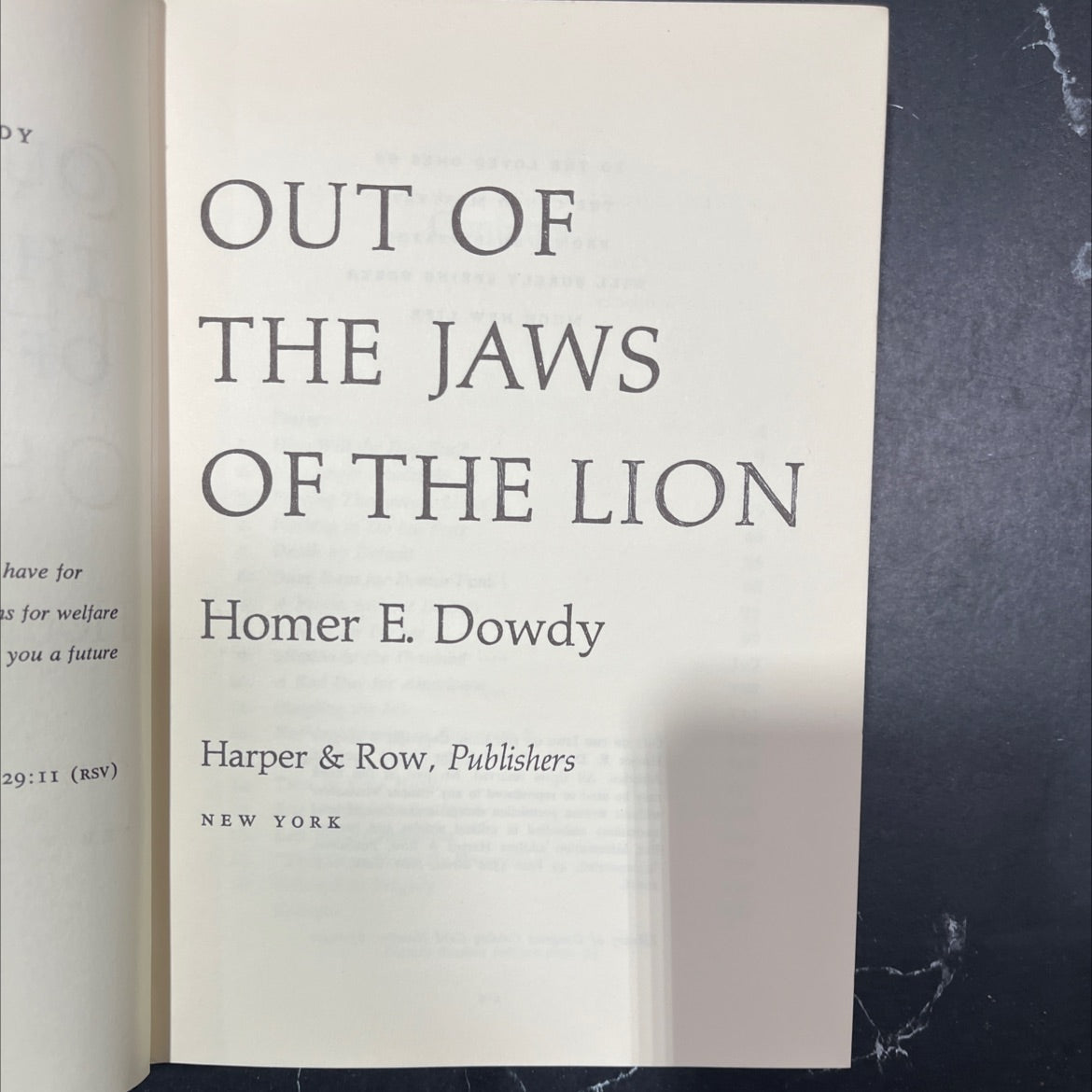 out of the jaws of the lion book, by Homer E. Dowdy, 1965 Hardcover image 2
