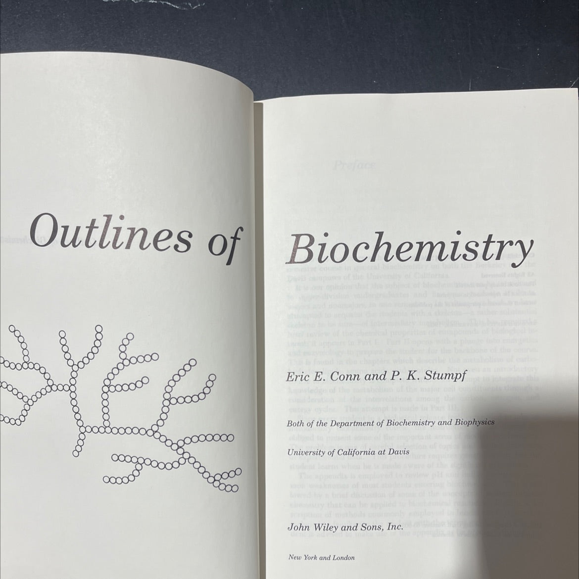 outlines of biochemistry book, by eric e. conn and p. k. stumpf, 1963 Hardcover image 2