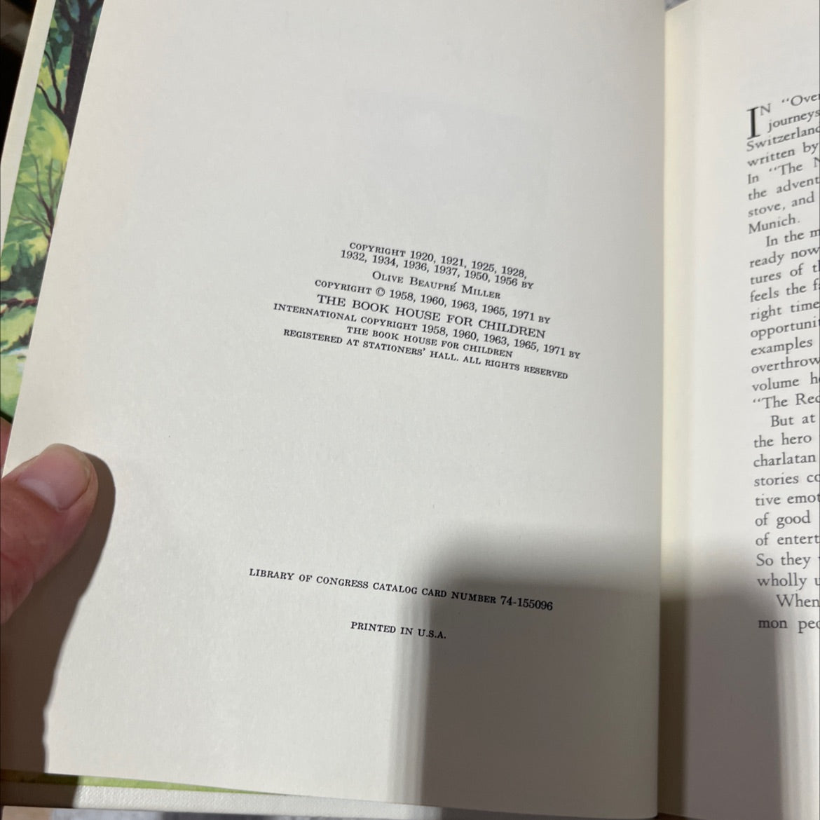 over the hills of my book house book, by olive beaupré miller, 1971 Hardcover image 3