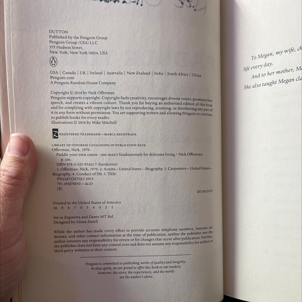 SIGNED paddle your own canoe: one man's fundamentals for delicious living book, by Nick Offerman, 2014 Hardcover, First image 3