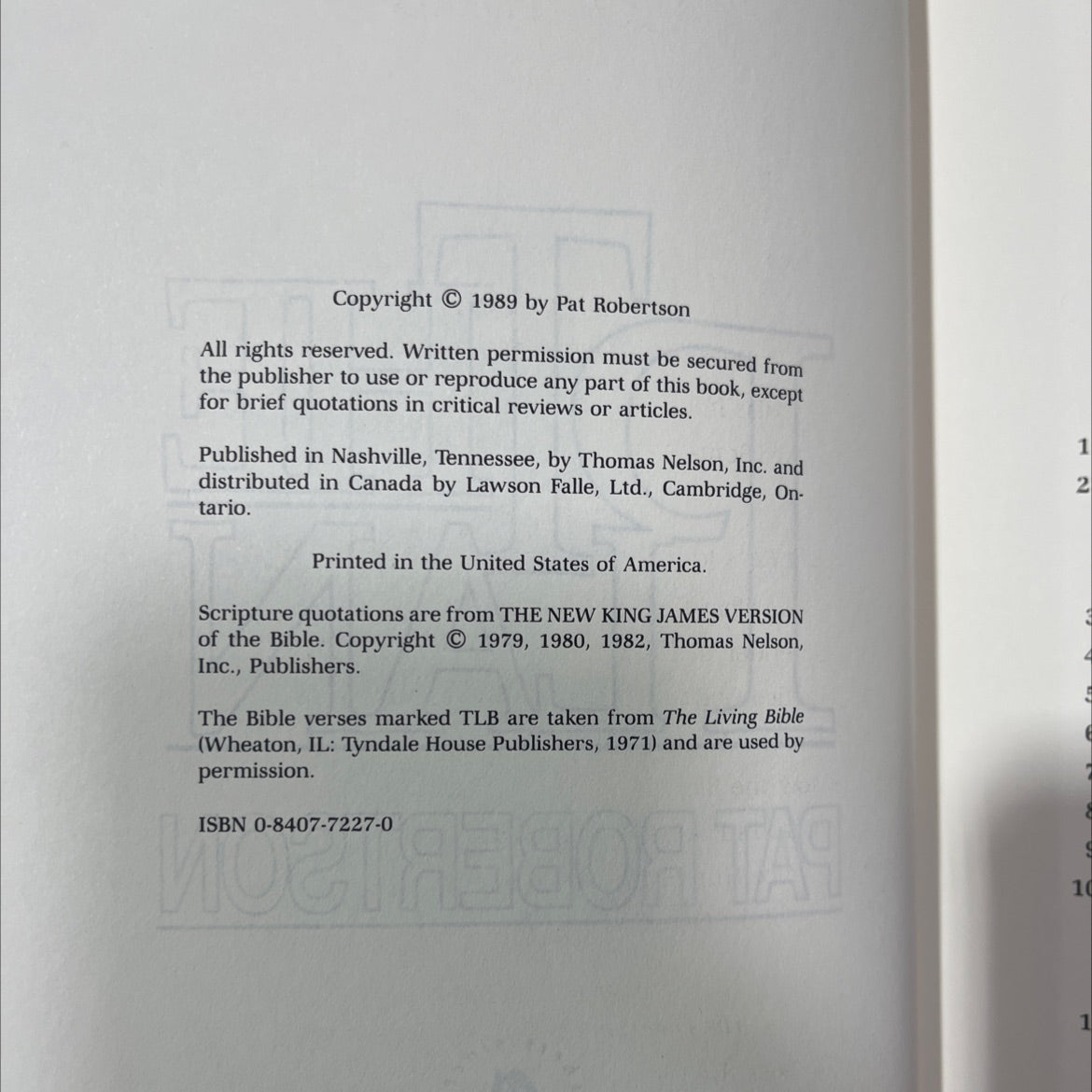 pat robertson book, by Pat Robertson, 1989 Hardcover image 3