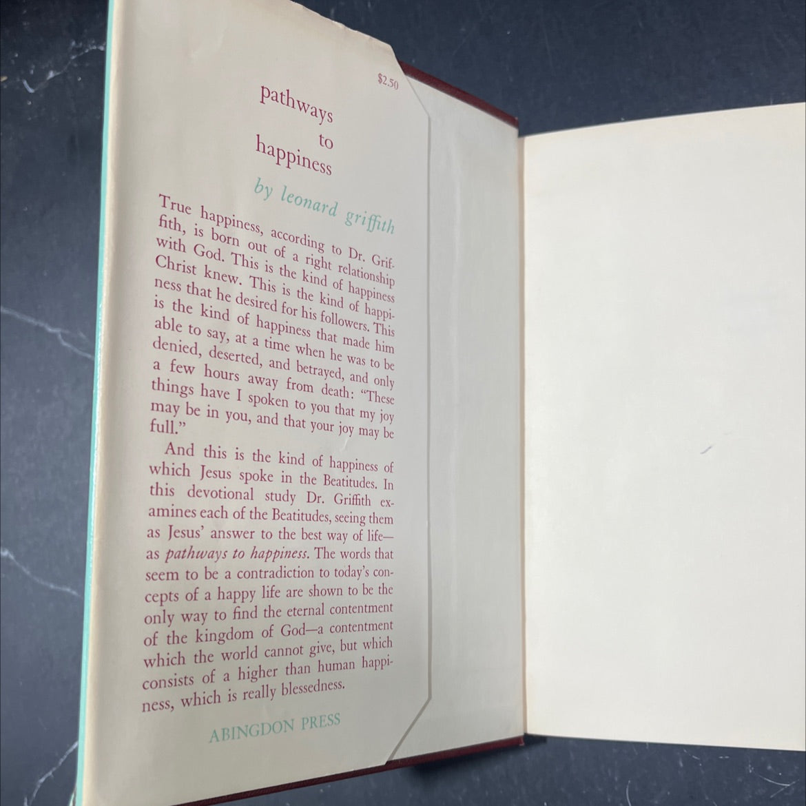 pathways to happiness a devotional study of the beatitudes book, by leonard griffith, 1964 Hardcover image 4