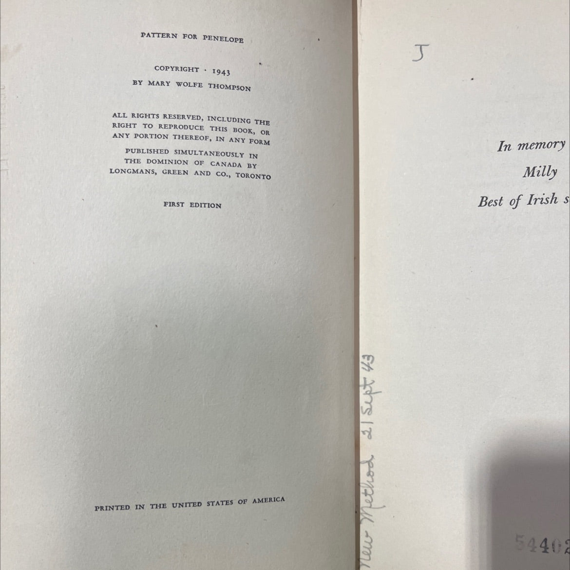 pattern for penelope book, by mary wolfe thompson, 1943 Hardcover image 3