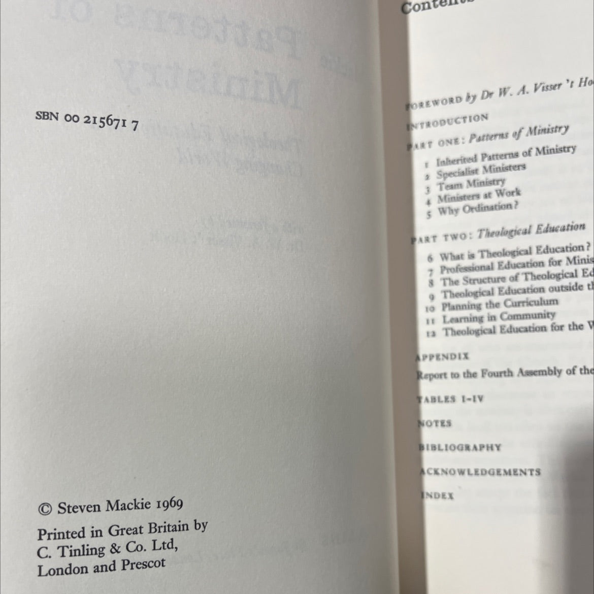 patterns of ministry theological education in a changing world book, by Steven Mackie, 1969 Hardcover image 3