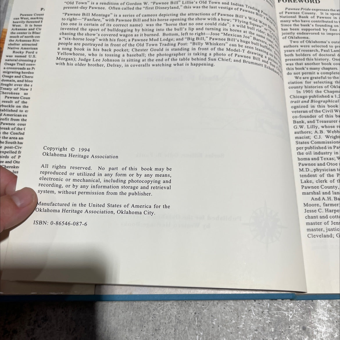 pawnee pride: a history of pawnee county book, by kenny a. franks and paul f. lambert, 1994 Hardcover image 3