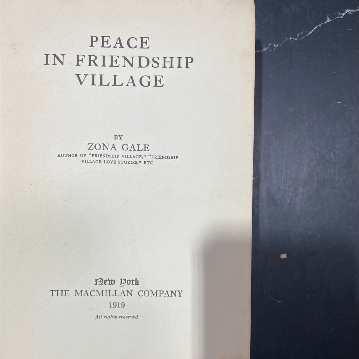 peace in friendship village book, by zona gale, 1919 Hardcover image 2