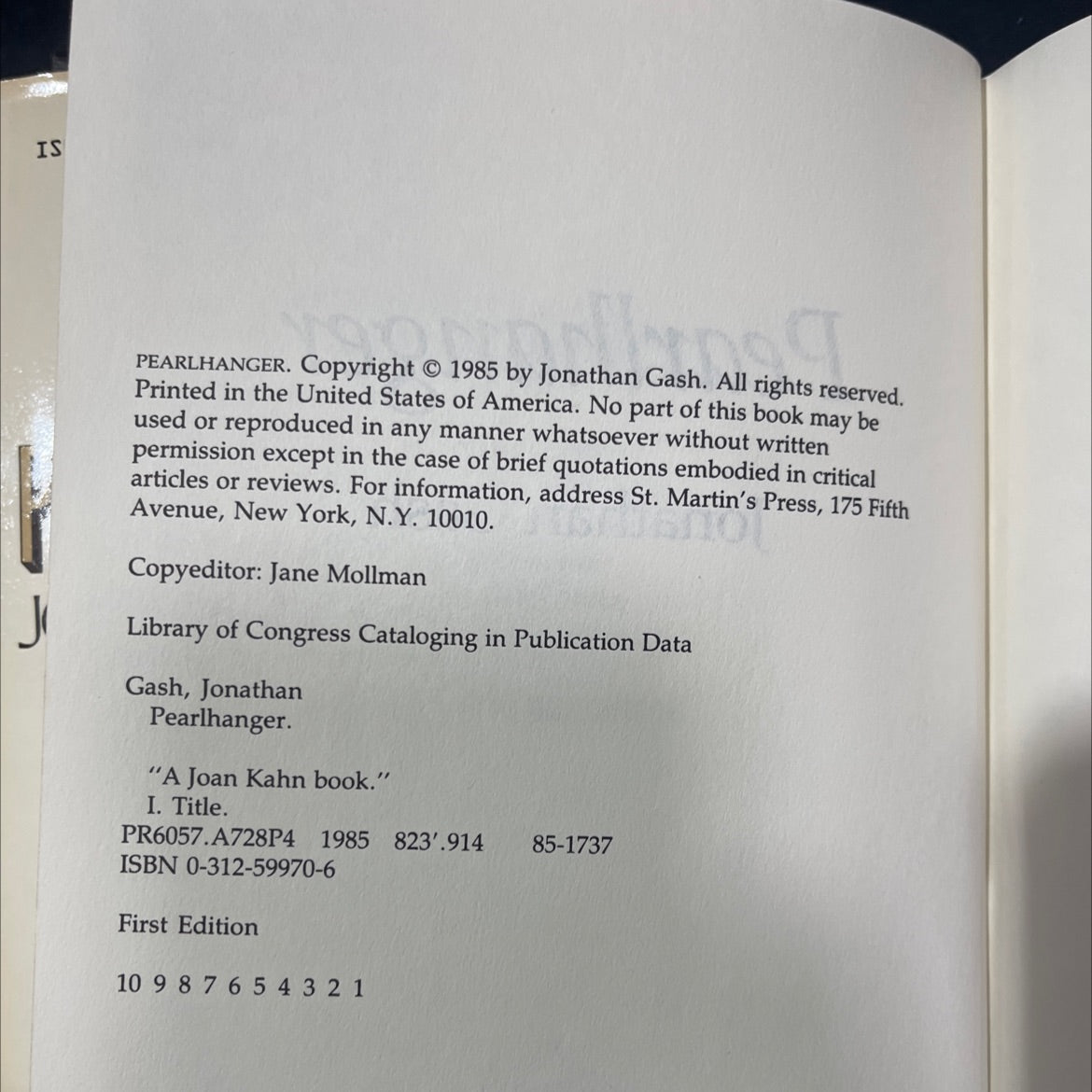 pearlhanger book, by Jonathan Gash, 1985 Hardcover image 3