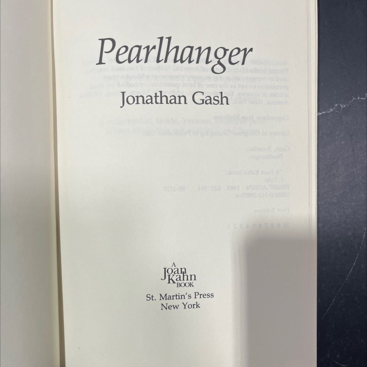 pearlhanger book, by Jonathan Gash, 1985 Hardcover image 2