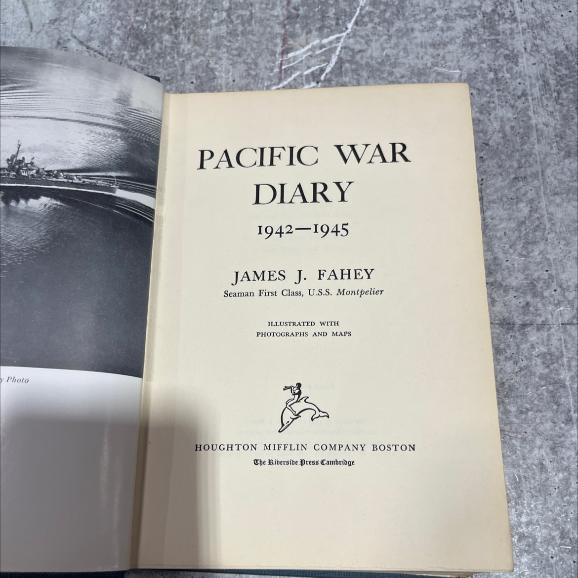 photo pacific war diary 1942-1945 book, by james j. fahey, 1963 Hardcover image 2