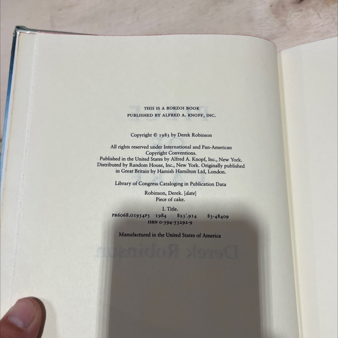 piece of cake book, by Derek Robinson, 1984 Hardcover image 3