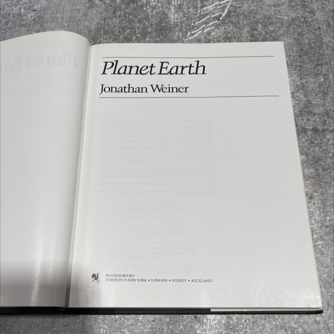 planet earth book, by jonathan weiner, 1986 Hardcover image 2