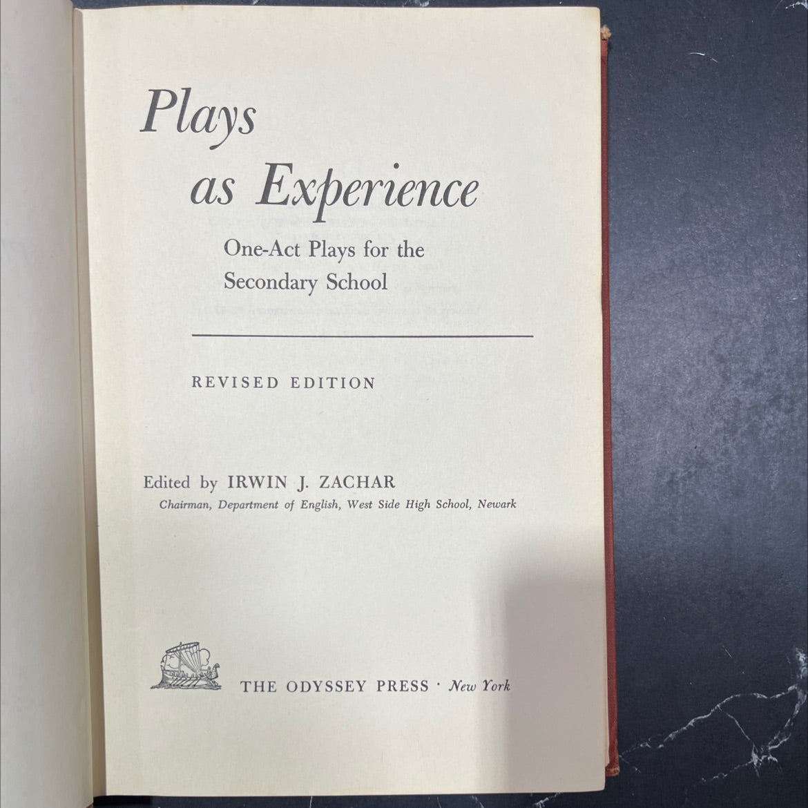 plays as experience one-act plays for the secondary school revised edition book, by irwin j. zachar, 1962 Hardcover image 2