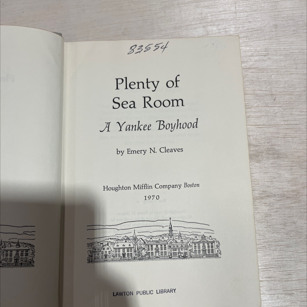 plenty of sea room a yankee boyhood book, by emery n. cleaves, 1970 Hardcover image 2