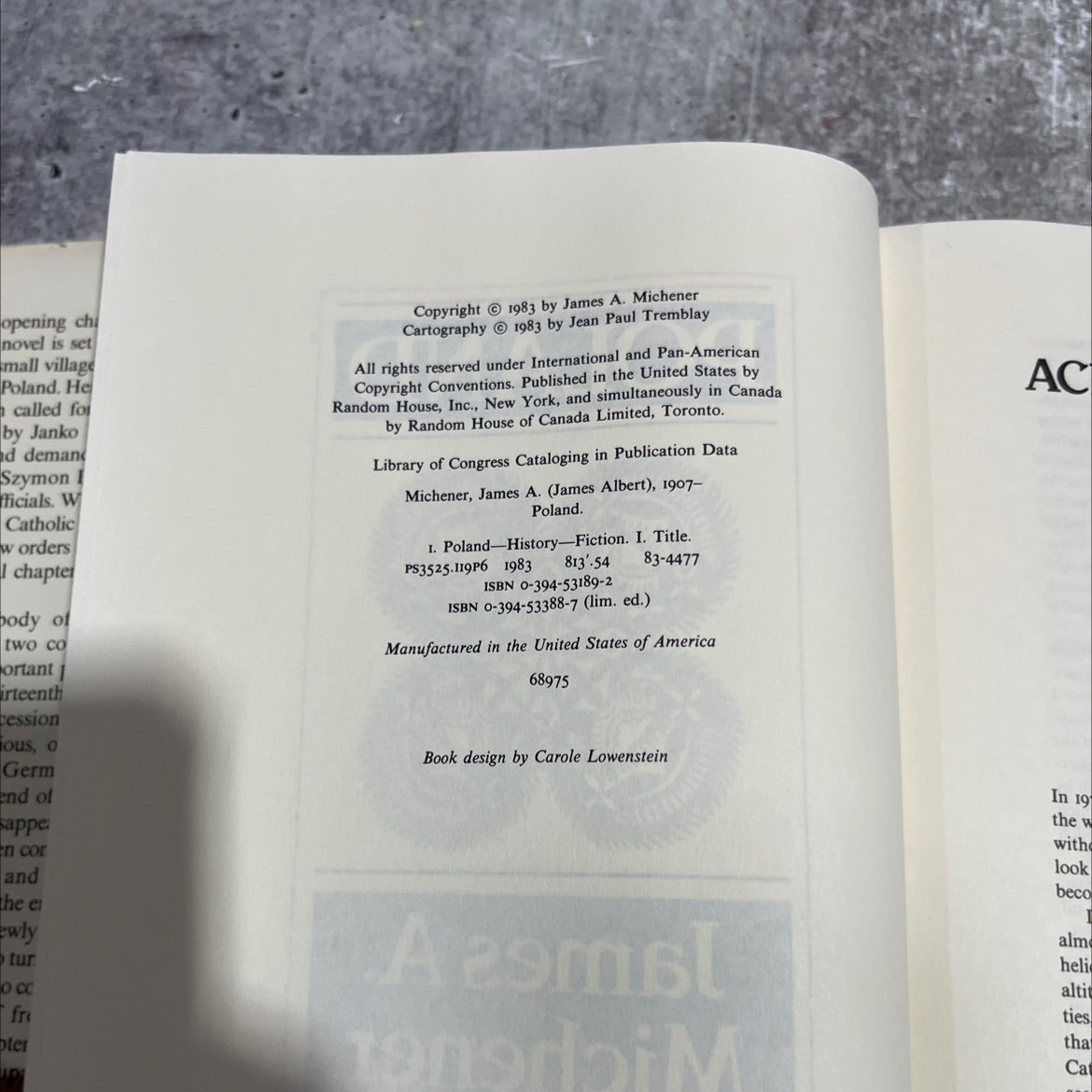 poland book, by James A. Michener, 1983 Hardcover image 3