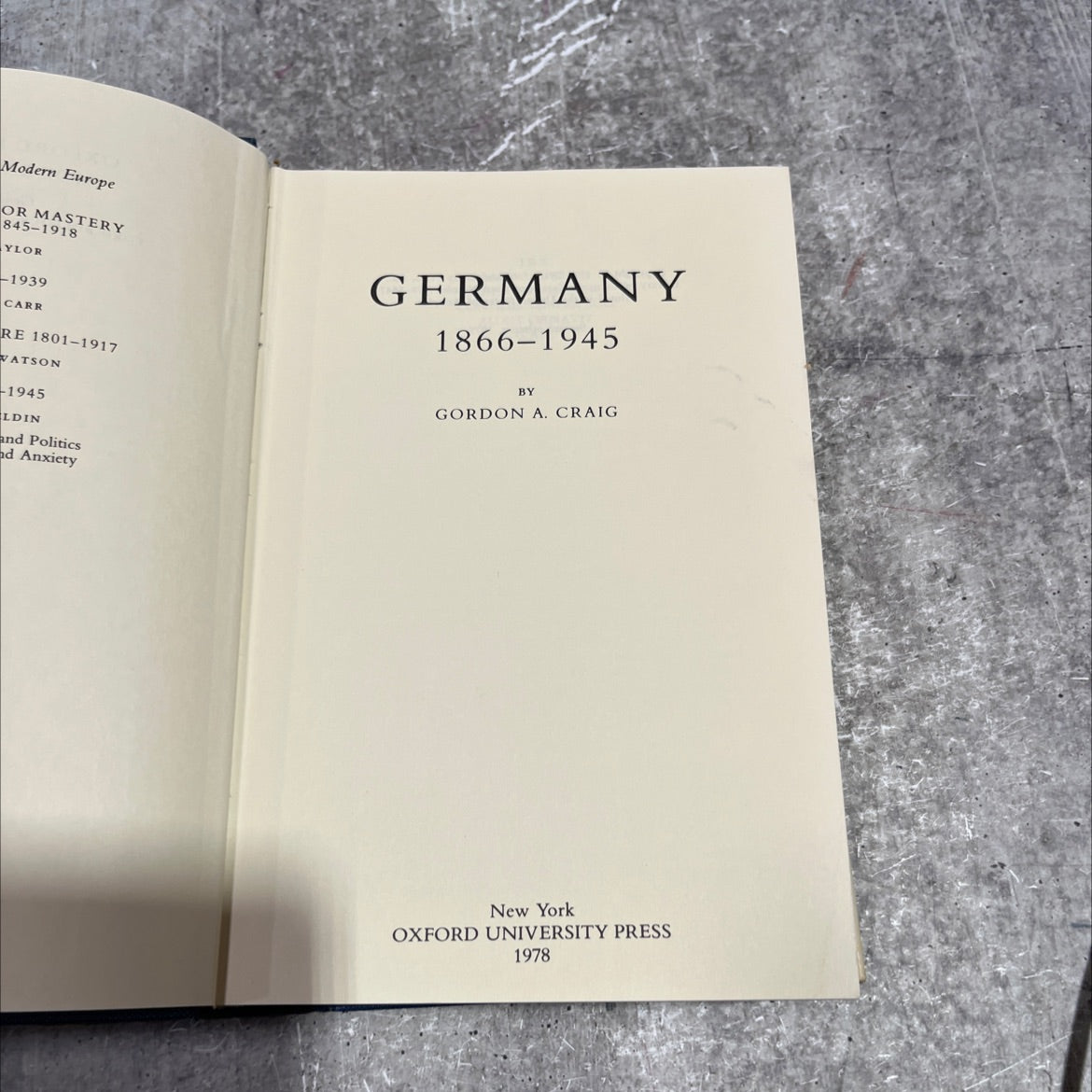 politics and anxiety germany 1866-1945 book, by gordon a. craig, 1978 Hardcover image 2
