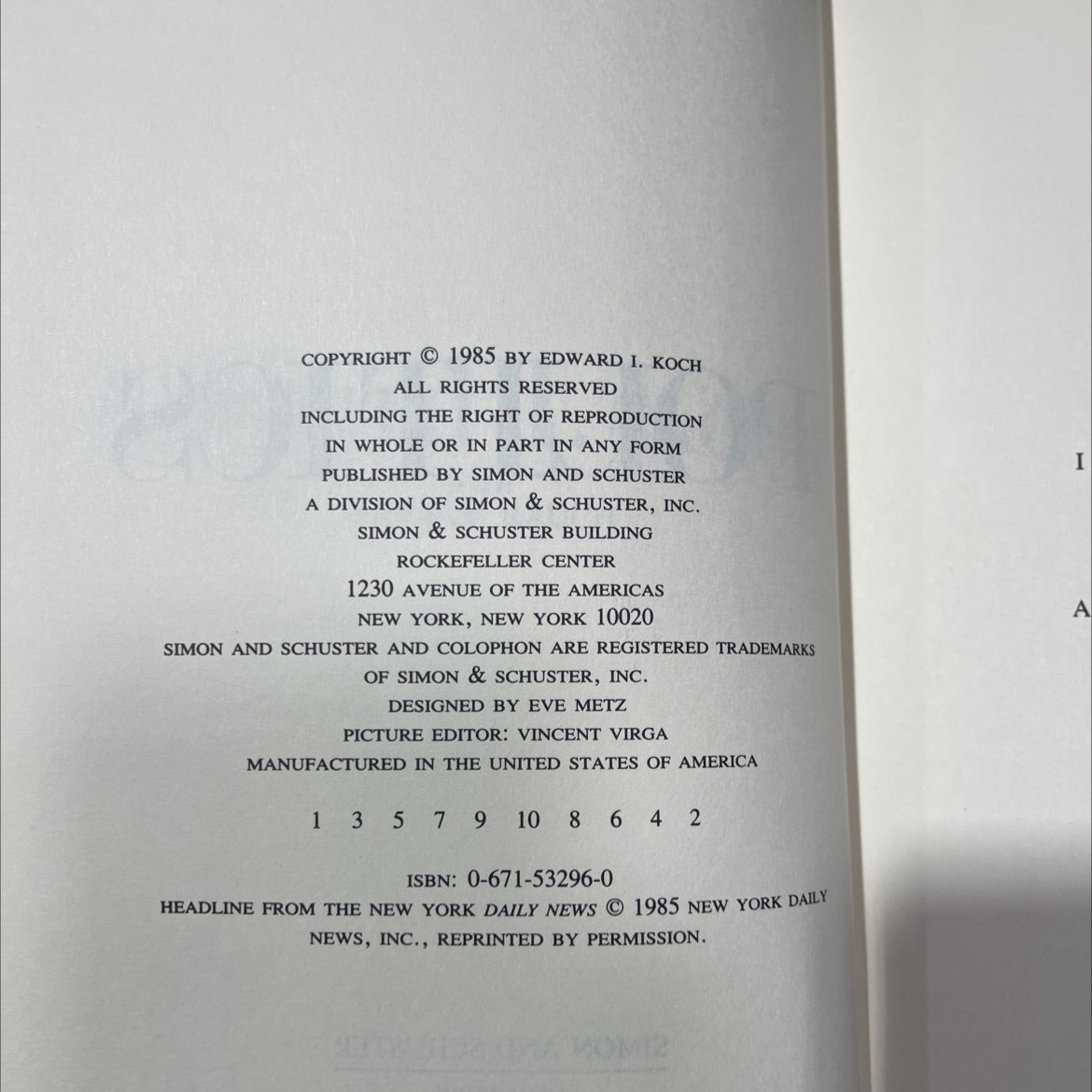 politics book, by edward i. koch, 1985 Hardcover image 3