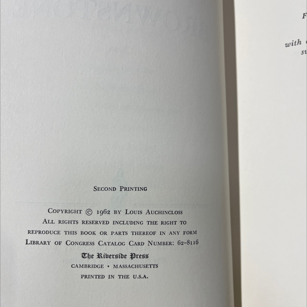 portrait in brownstone book, by louis auchincloss, 1962 Hardcover image 3