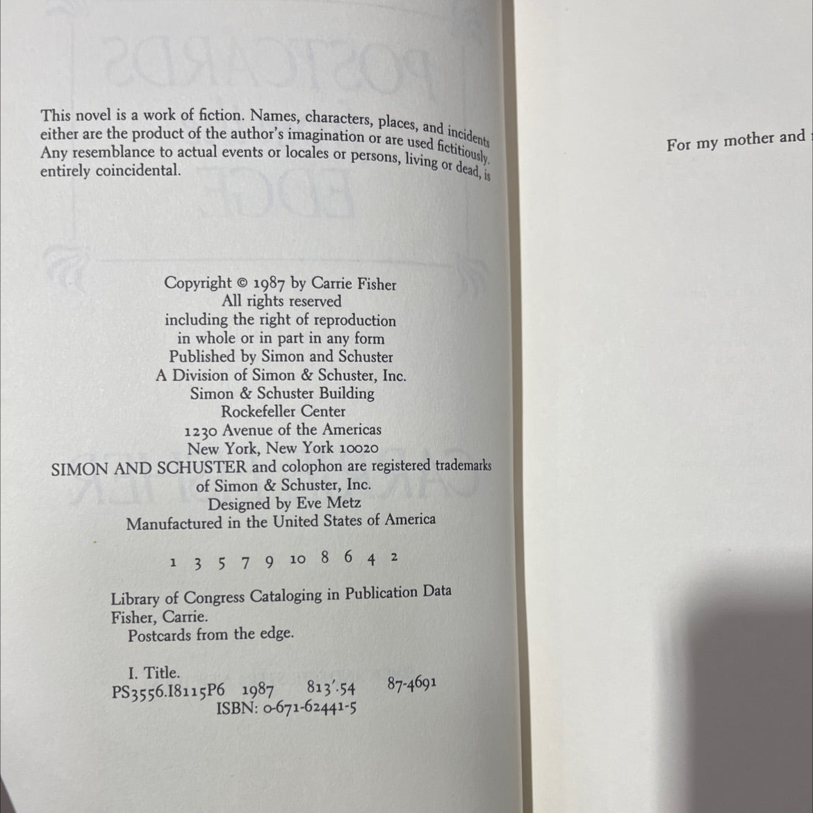 postcards from the edge book, by carrie fisher, 2018 Hardcover image 3