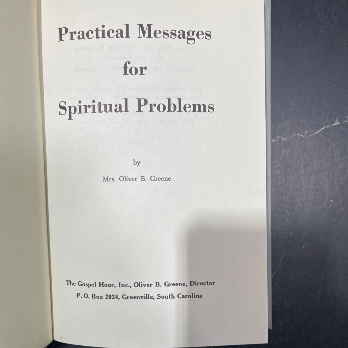 practical messages for spiritual problems book, by Mrs. Oliver B. Greene, 1975 Hardcover image 2