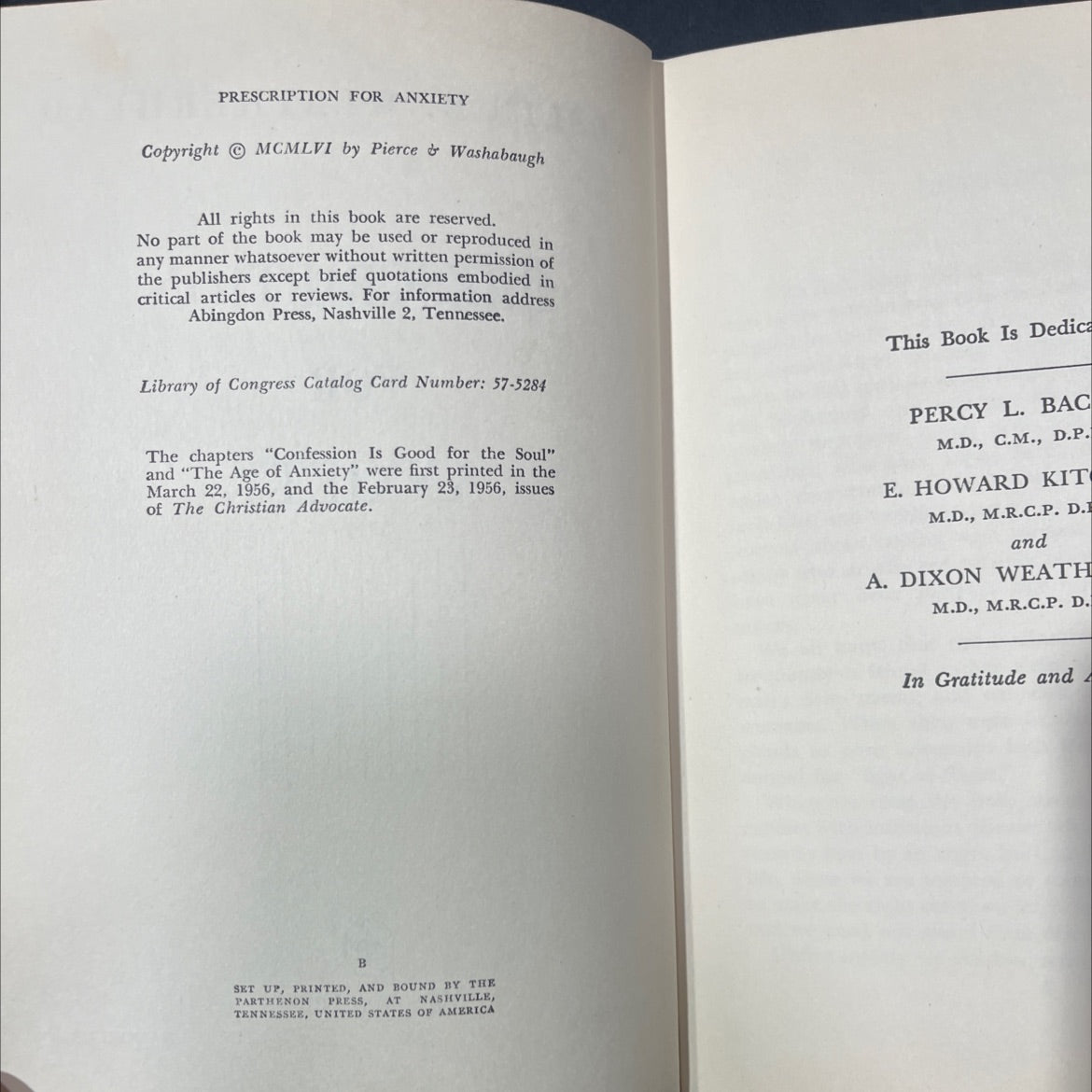 prescription for anxiety book, by leslie d. weatherhead, 1956 Hardcover image 3
