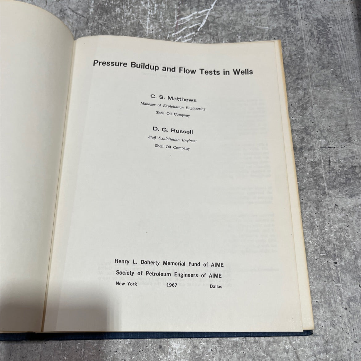 pressure buildup and flow tests in wells book, by c. s. matthews, d. g. russell, 1967 Hardcover image 2