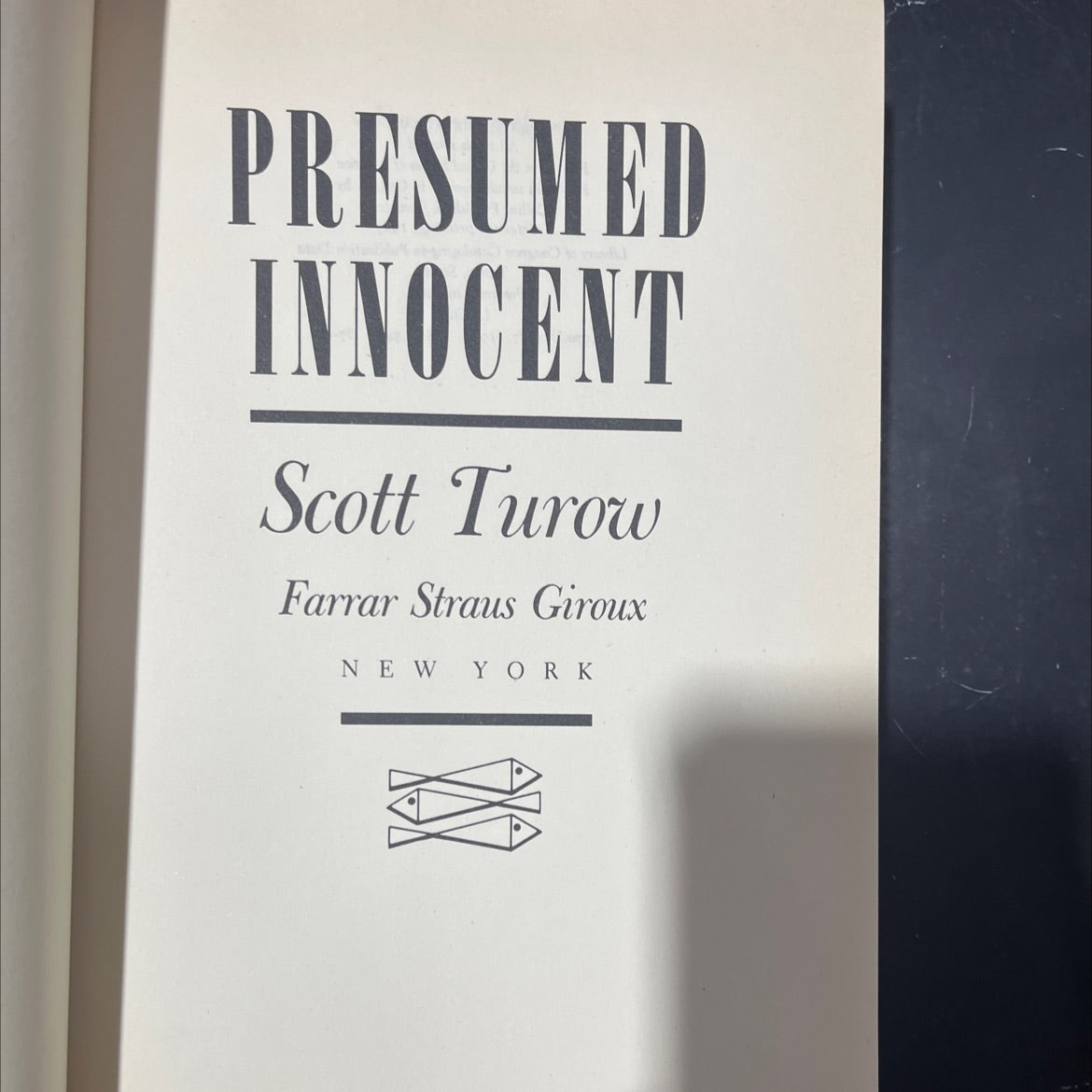 presumed innocent book, by Scott Turow, 1987 Hardcover image 2
