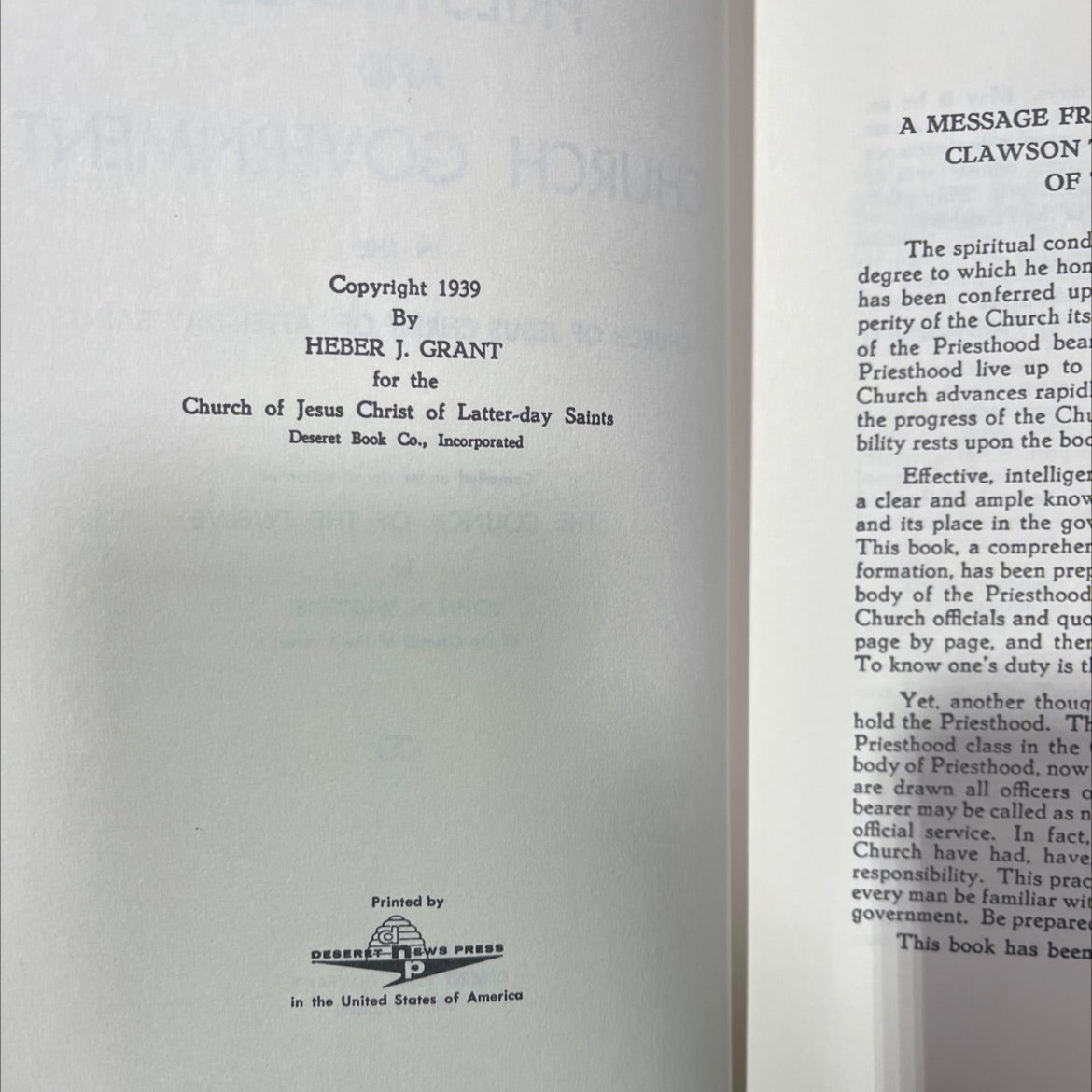 priesthood and church government in the church of jesus christ of latter-day saints book, by john a. widtsoe, 1962 image 3
