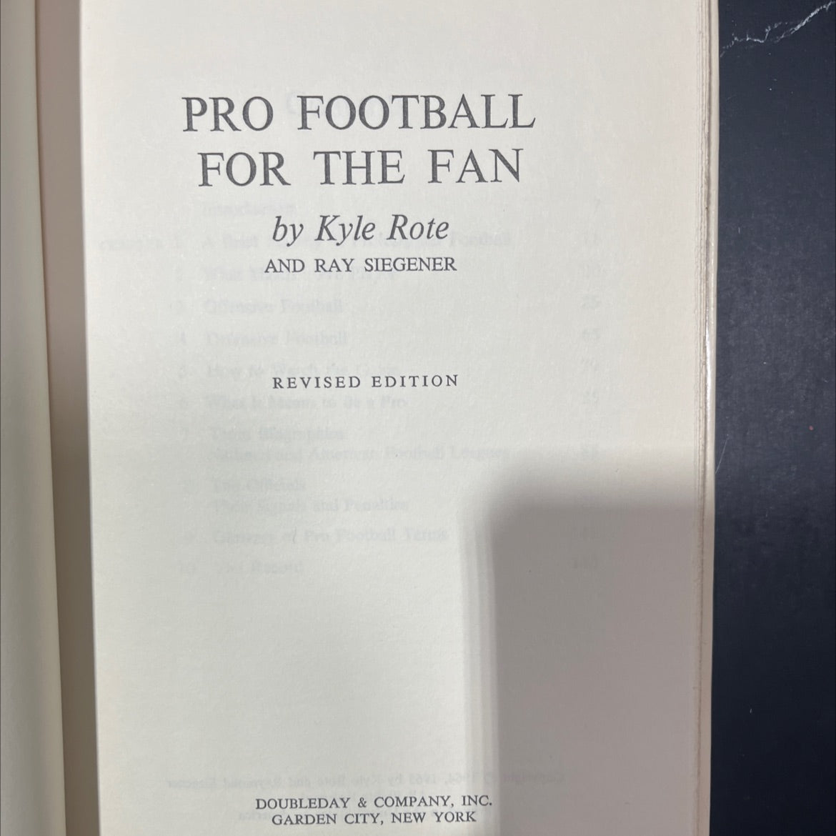 pro football for the fan book, by Kyle Rote and Ray Siegener, 1965 Hardcover image 2
