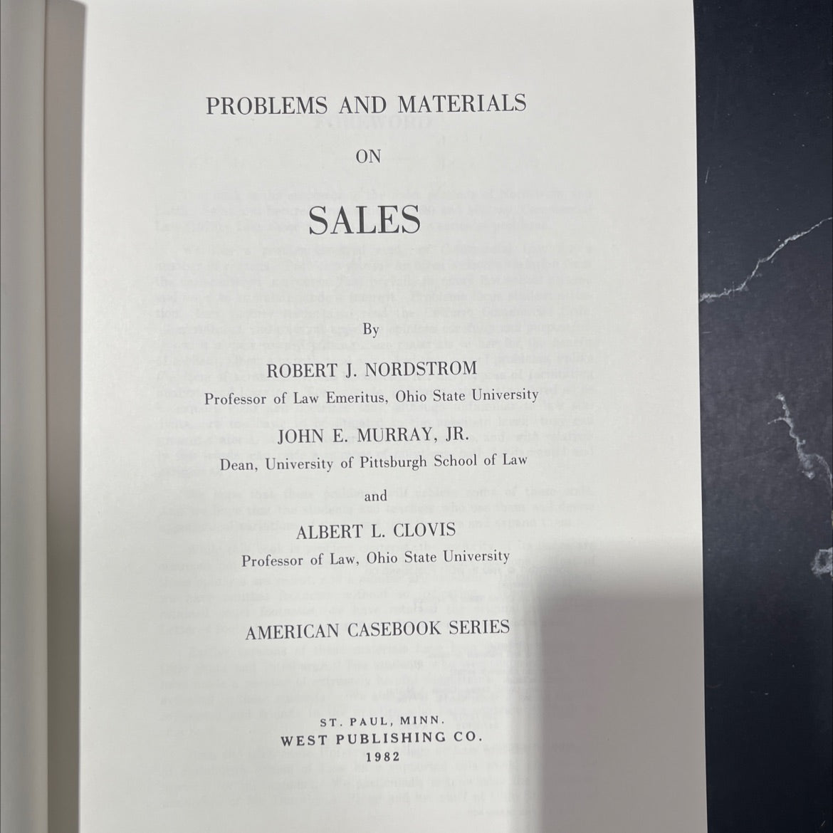 problems and materials on sales book, by robert j. nordstrom, john e. murray, jr., albert l. clovis, 1982 Hardcover image 2