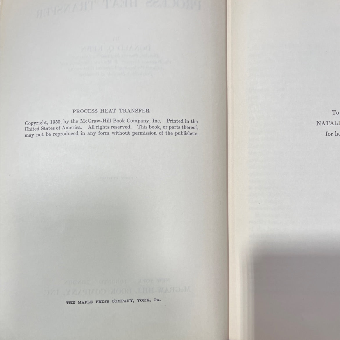 process heat transfer book, by donald q. kern, 1950 Hardcover image 3