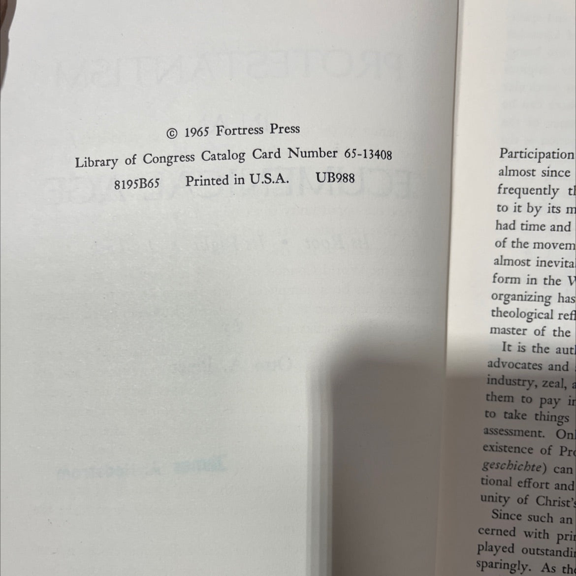 protestantism in an ecumenical age its root its right its task book, by Otto A. Piper, James A. Hedstrom, 1965 Hardcover image 3