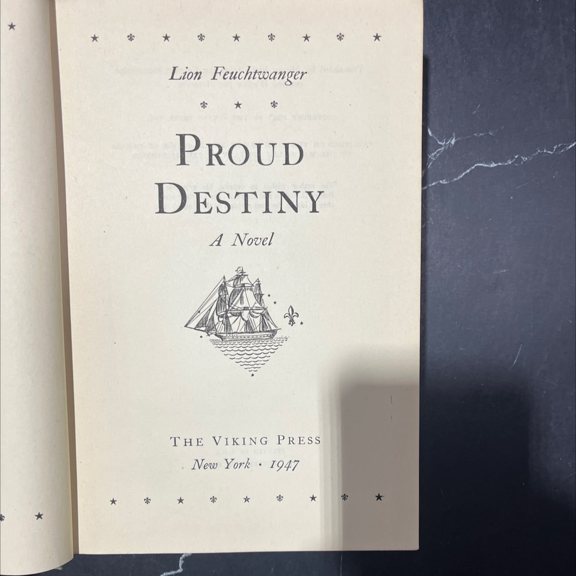 proud destiny book, by lion feuchtwanger, 1947 Hardcover image 2