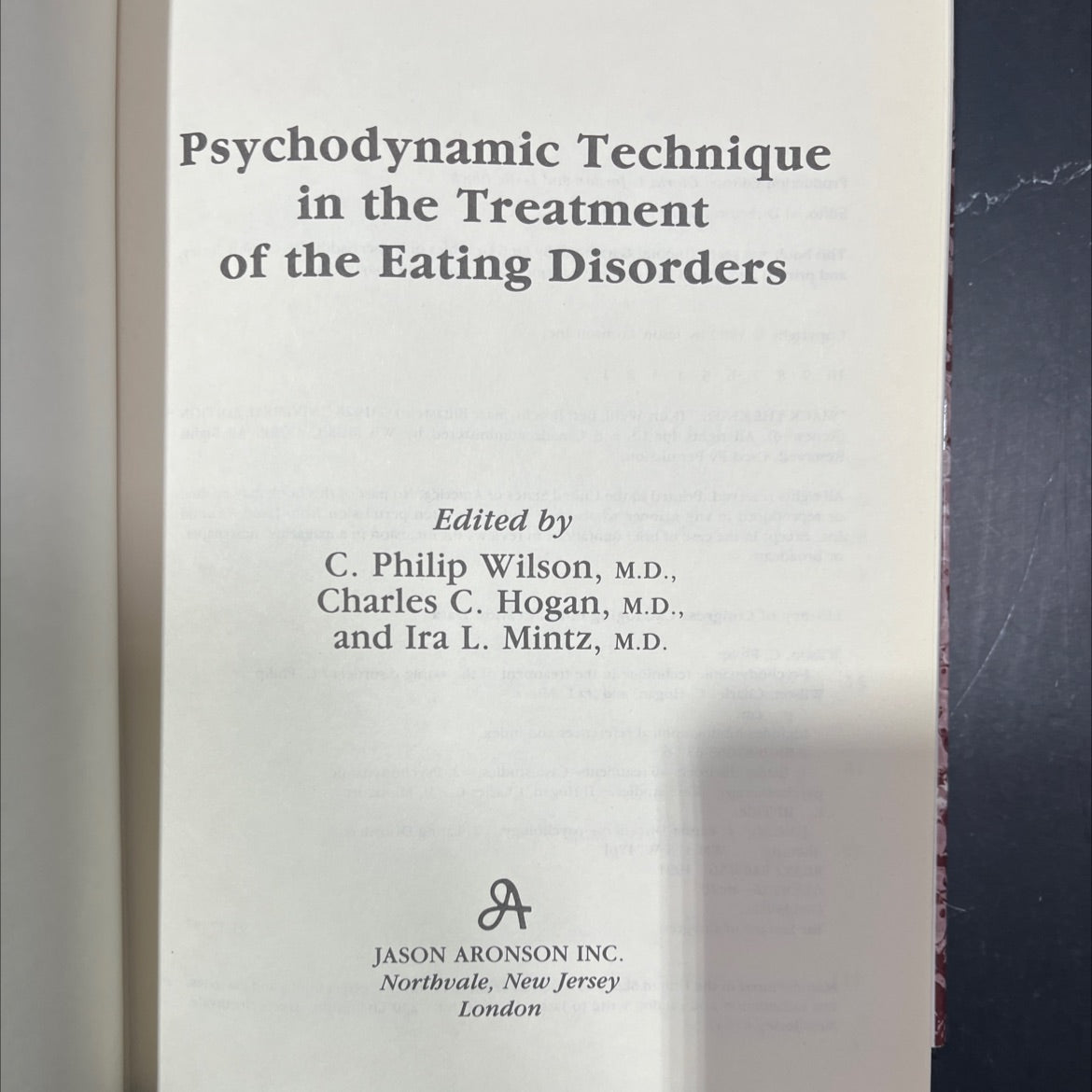 psychodynamic technique in the treatment of the eating disorders book, by C. Philip Wilson, Charles C. Hogan, Ira L. image 2