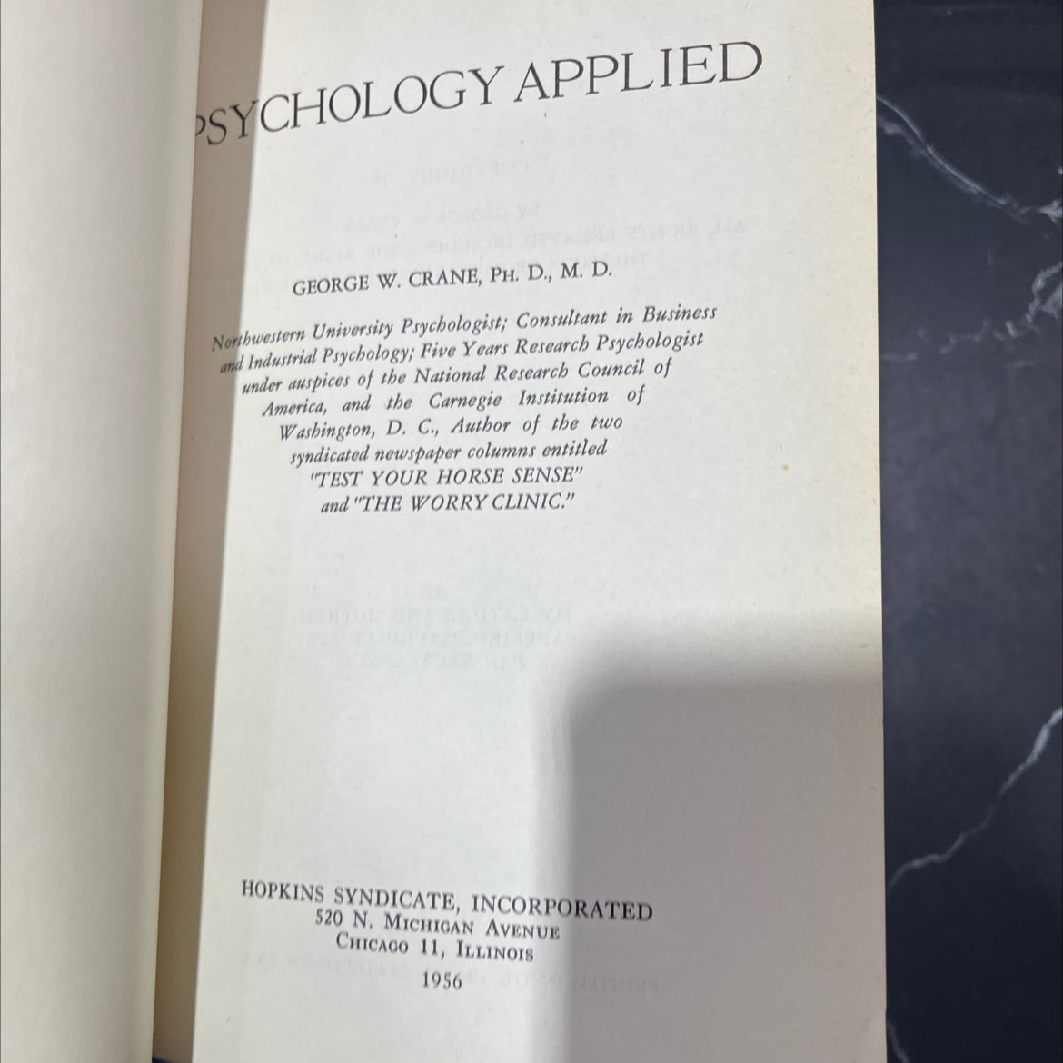psychology applied book, by george w. crane, 1956 Hardcover image 2