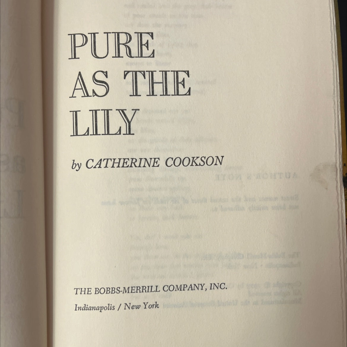 pure as the lily book, by catherine cookson, 1973 Hardcover, Vintage image 2