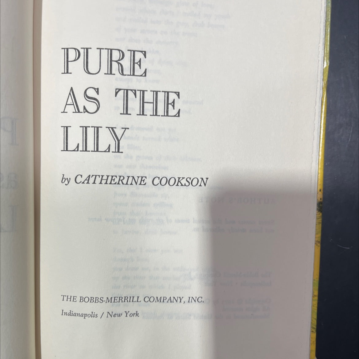 pure as the lily book, by catherine cookson, 1973 Hardcover image 2
