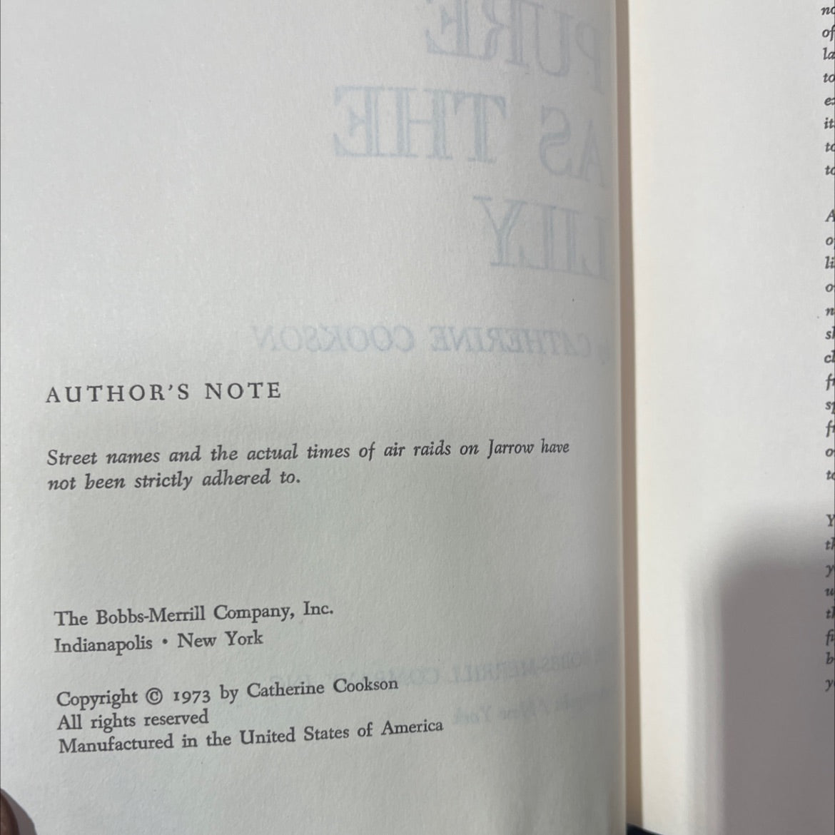 pure as the lily book, by catherine cookson, 1973 Hardcover image 3