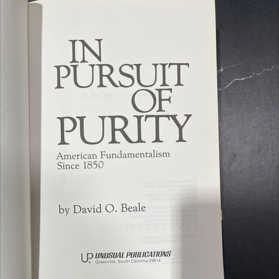pursuit of purity american fundamentalism since 1850 book, by David O. Beale, 1986 Hardcover image 2
